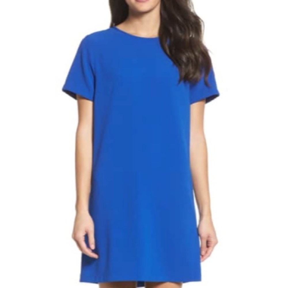 Felicity & Coco Royal Blue Devery Crepe Shift Dress Small
